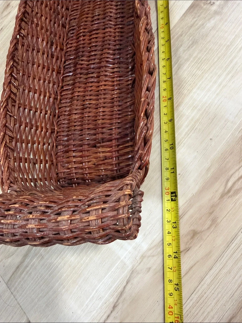 Vintage Wicker Basket Tray Long Rectangular Rustic Farmhouse Cottagecore Boho